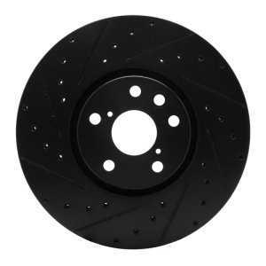 Lexus GS350 Brake Rotor (1) - Left Front - R1 Concepts - Drilled & Slotted - Black - `06-`20